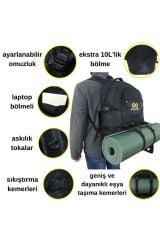 Baggor 55+10 Litre Körüklü Siyah Su Geçirmez Çok Gözlü Seyahat Dağcı Kampçı Sırt Çantası