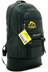 Montana Mountainer 55+10 Litre Körüklü Siyah Su Geçirmez Çok Gözlü Seyahat Dağcı Kampçı Sırt Çantası